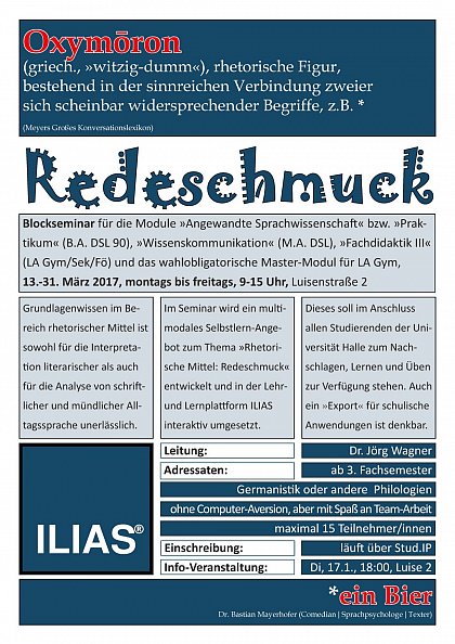 Ankündigung des Blockseminars März 2017
