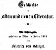 Titelblatt, F. Schlegels Vorlesungen 1812